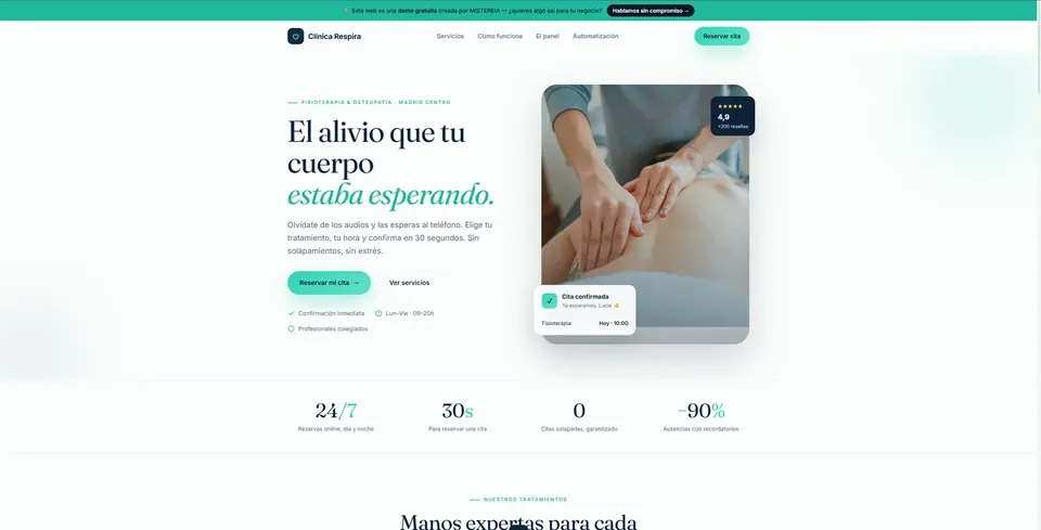 Demo web de clínica con reserva de citas